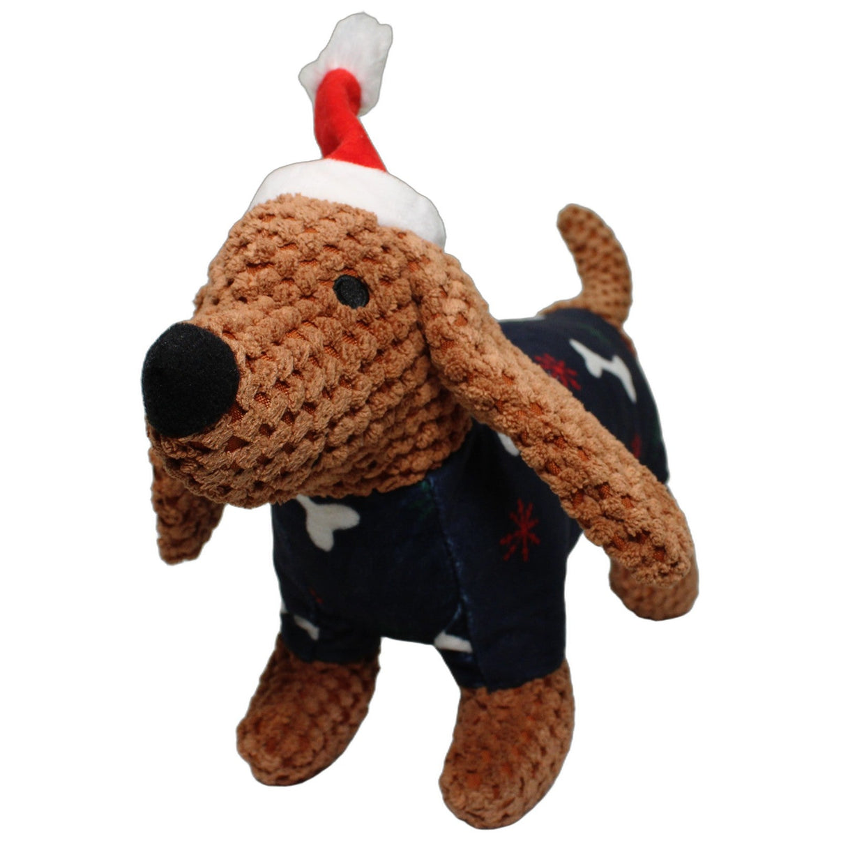 123000025058 TCM Süßer Dackel mit Weichnachtsmütze Hundespielzeug Kumpel Leo 38cm Blau Braun