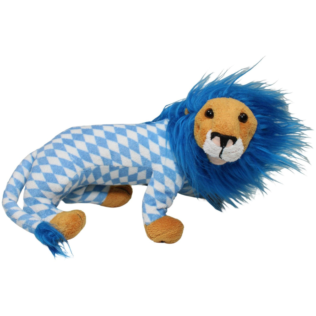 123000025145 Unbekannt Bavarian, Löwe mit blauer Mähne & Rautenmuster Kuscheltier Kumpel Leo 27cm Beige Blau