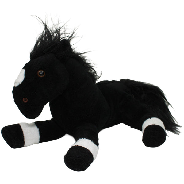 XL schwarzes Pferd mit weißen Streifen, liegend