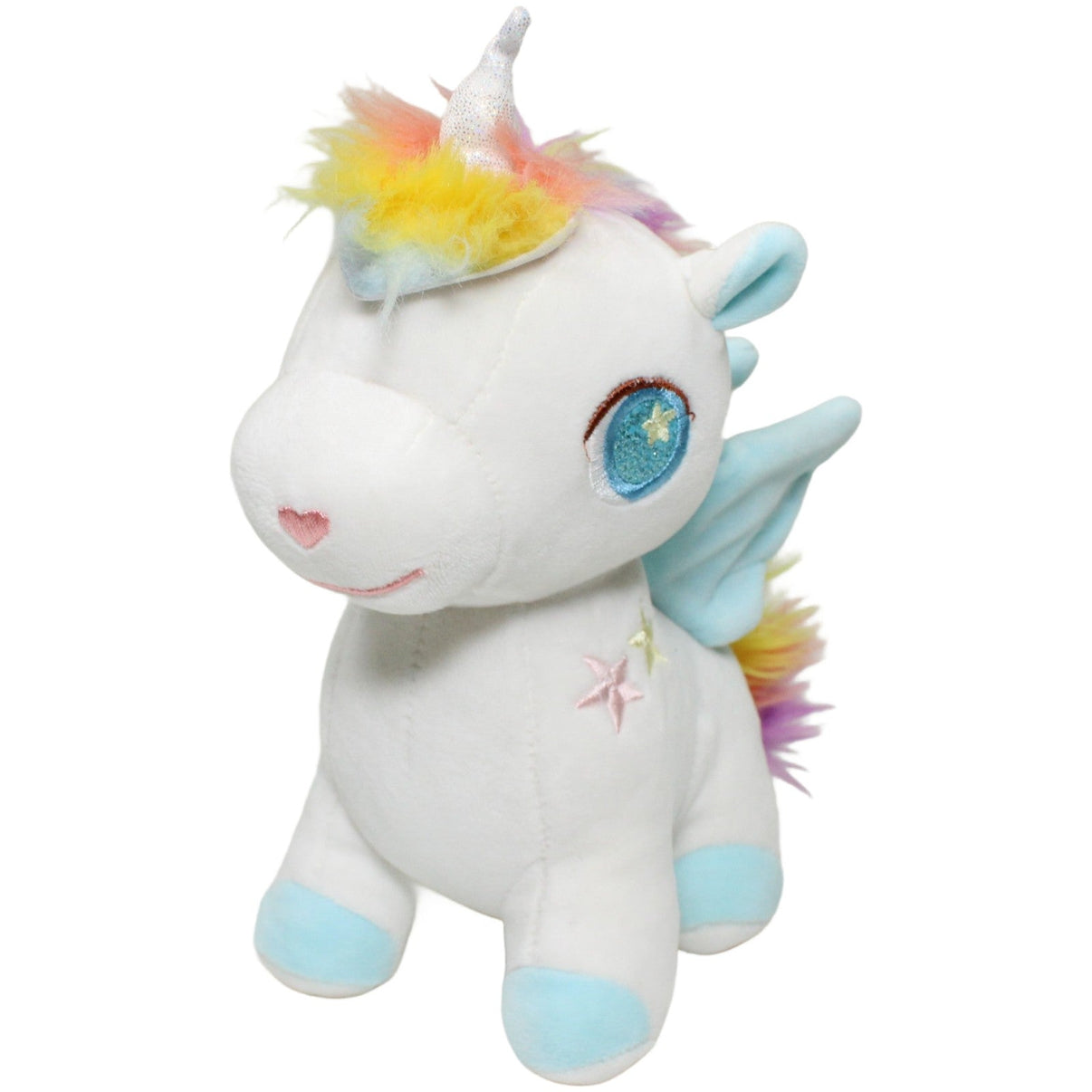 123000025190 Unbekannt Weißes Einhorn mit Regenbogenmähne, stehend Kuscheltier Kumpel Leo 20cm Alihorn ebay-stofftiere