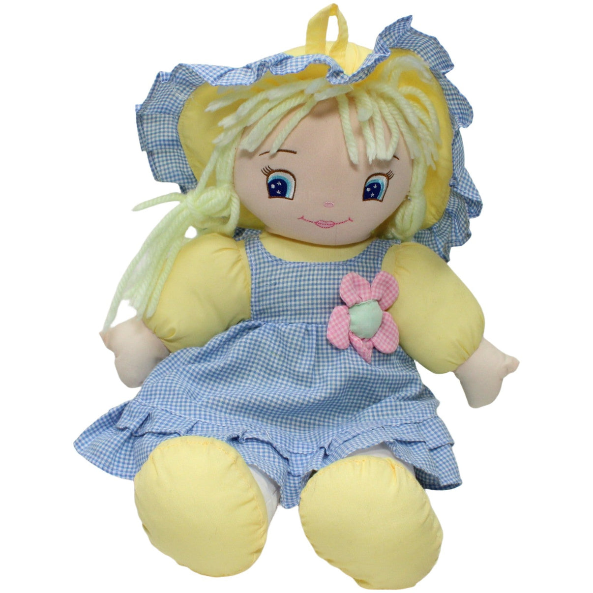 123000025229 Simba Puppe mit kariertem Kleid, gelb-blau Puppe Kumpel Leo 45cm Beige Blau
