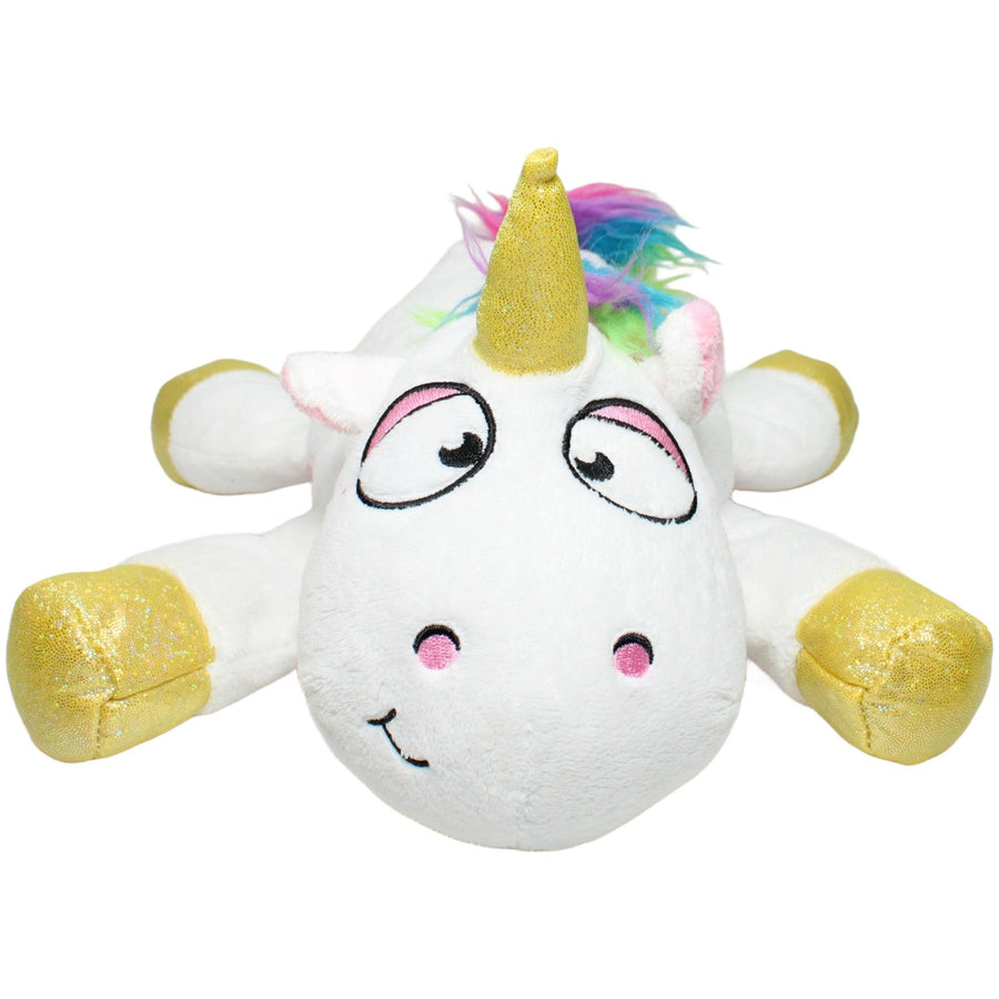 Weißes Einhorn mit goldenem Horn & Hufen, liegend