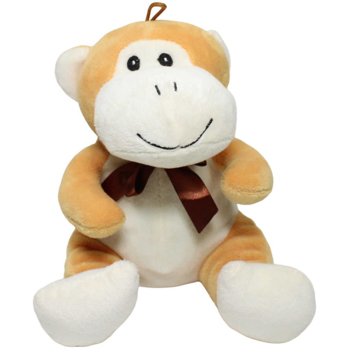 123000025292 FLOTI Flos Toys, beiger Affe mit Schleife, sitzend Kuscheltier Kumpel Leo 20cm Affe Beige