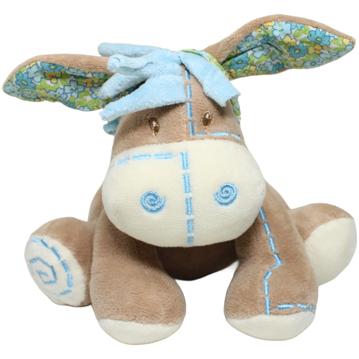 123000025315 Unbekannt Esel mit Blumenmuster in den Ohren Kuscheltier Kumpel Leo 18cm Beige Blau
