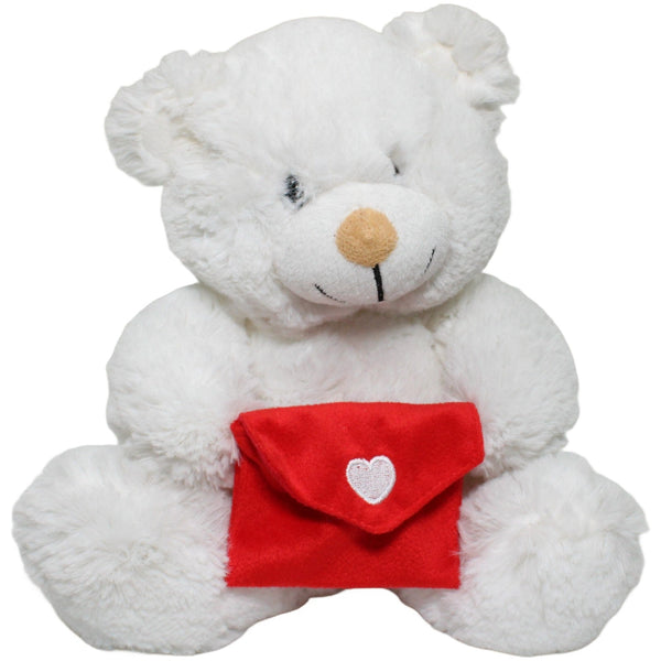 Kuschel-Freunde, weißer Teddy mit Liebesbriefumschlag