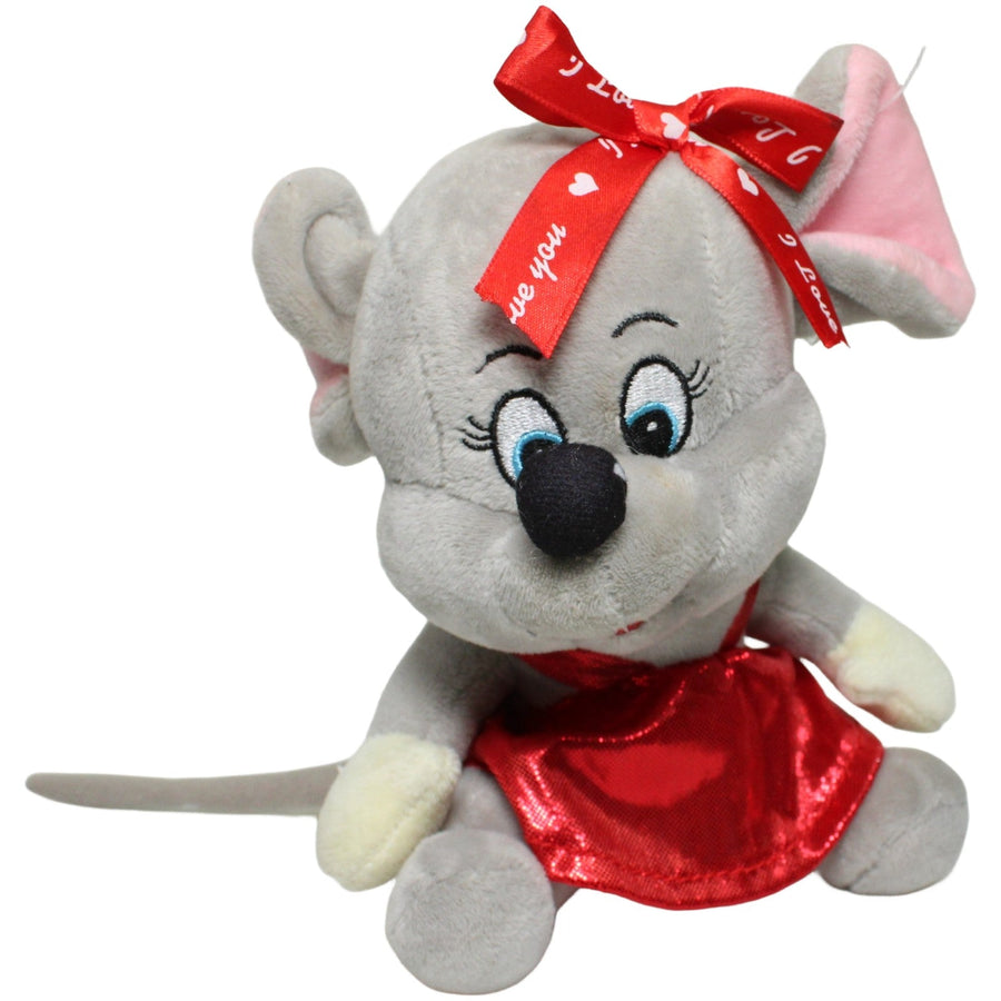 Süße Maus in rotem Glitzerkleid