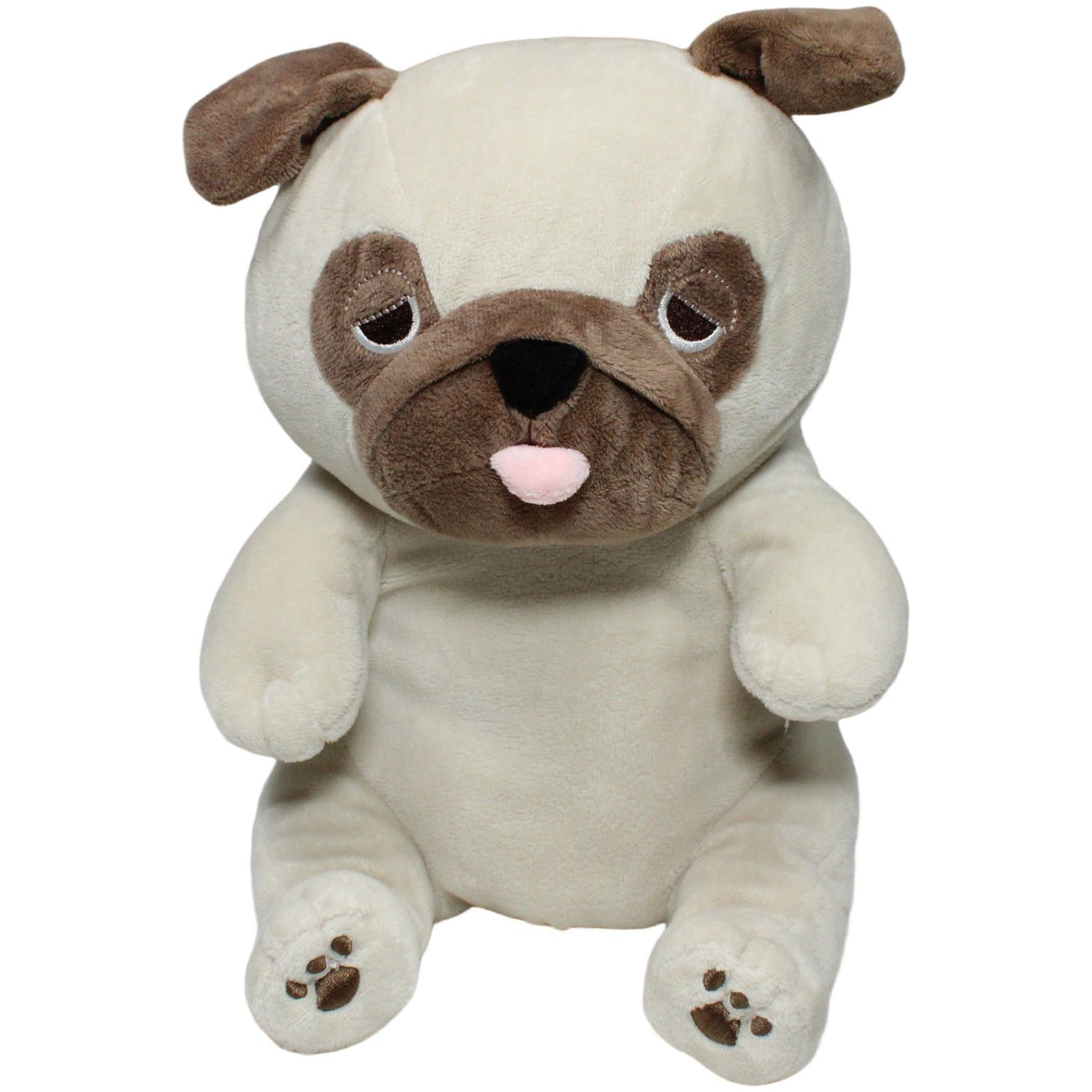 123000025374 TEDI Süßer Mops mit rosa Zunge, sitzend Kuscheltier Kumpel Leo 30cm Beige Braun