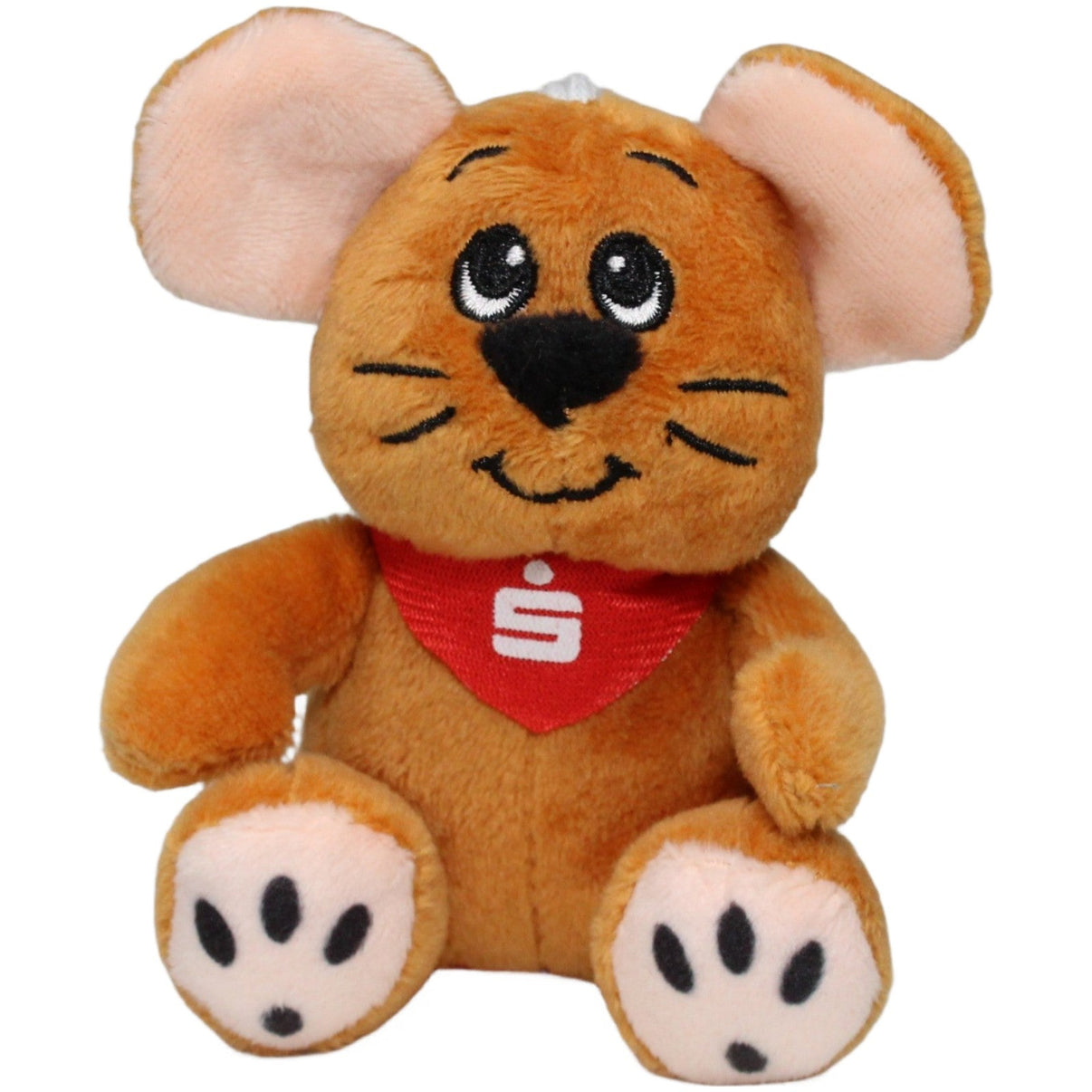 123000025430 team-d Maus mit Sparkassen-Halstuch Schlüsselanhänger Kumpel Leo 10cm Beige Braun
