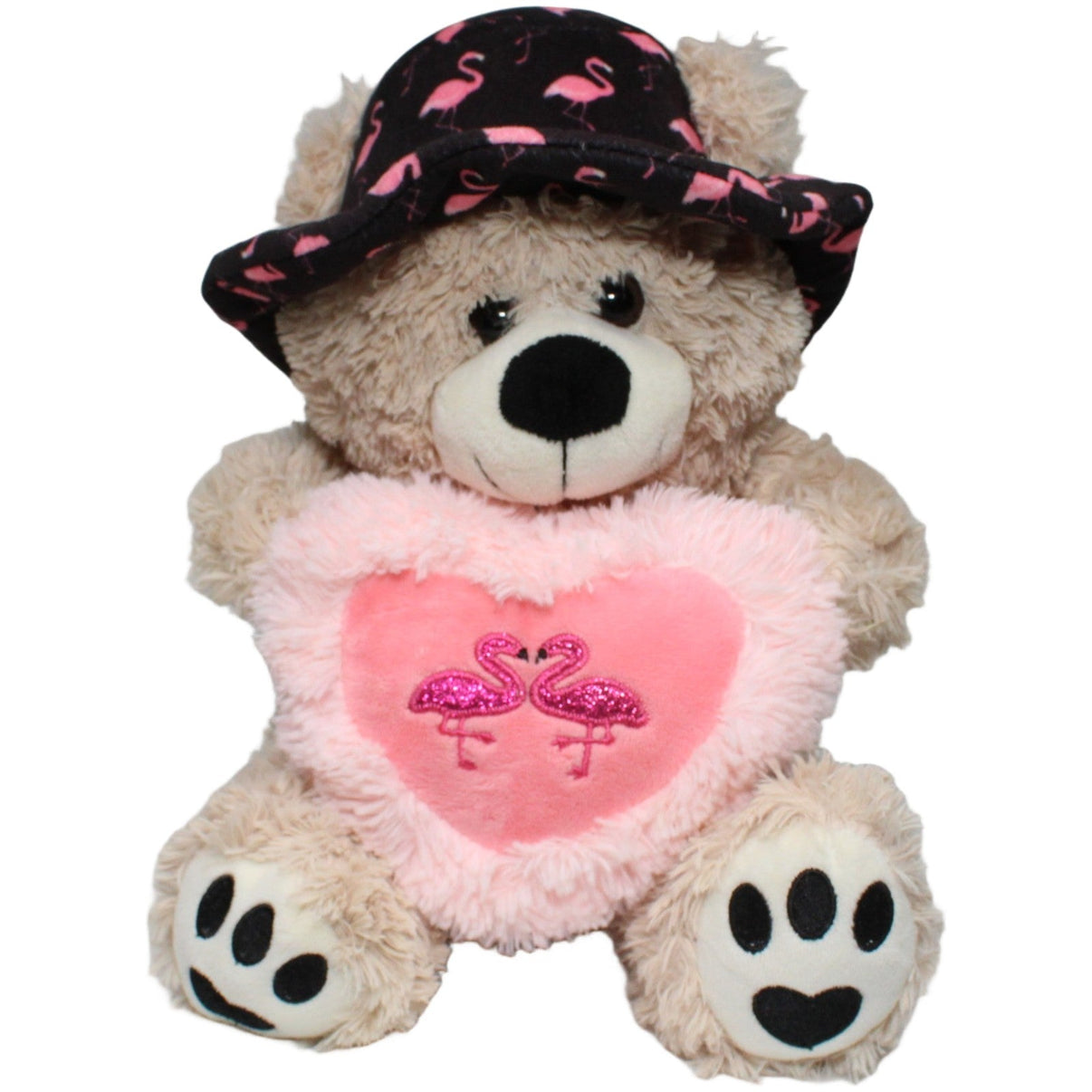 123000025450 FLOTI Teddy mit Flamingo-Hut & Herz, sitzend Kuscheltier Kumpel Leo 30cm Beige ebay-stofftiere