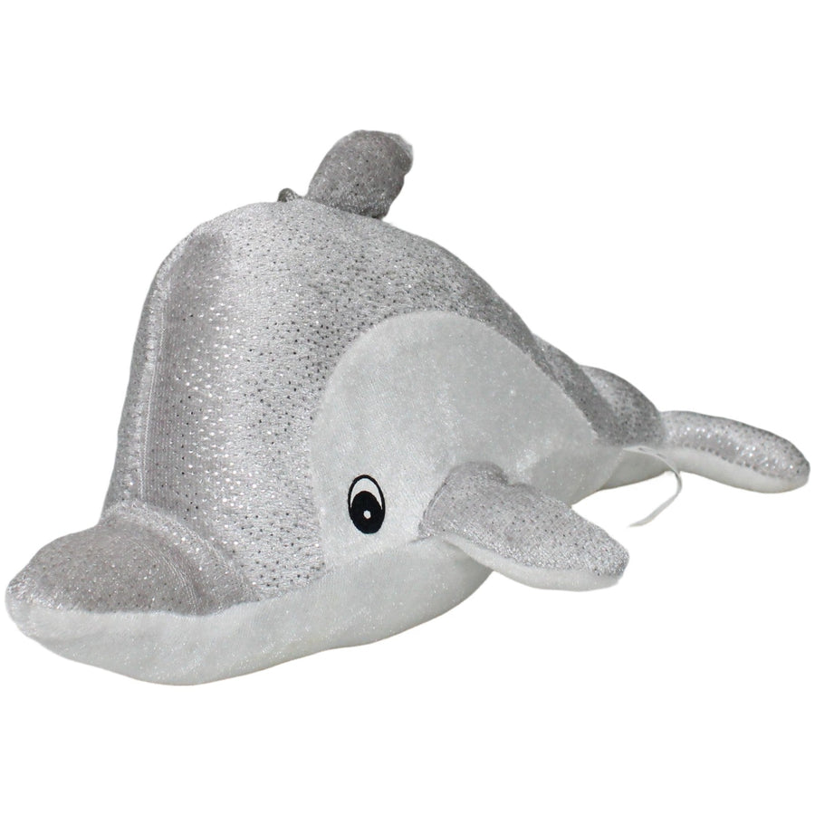Glitzer Delfin, grau-weiß