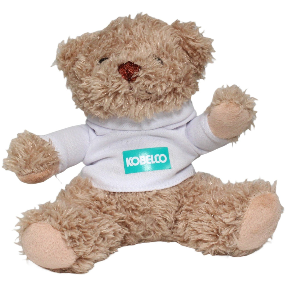 123000025488 Unbekannt Kleiner Teddy mit Hoodie "KOBELCO" Kuscheltier Kumpel Leo 13cm Beige ebay-stofftiere