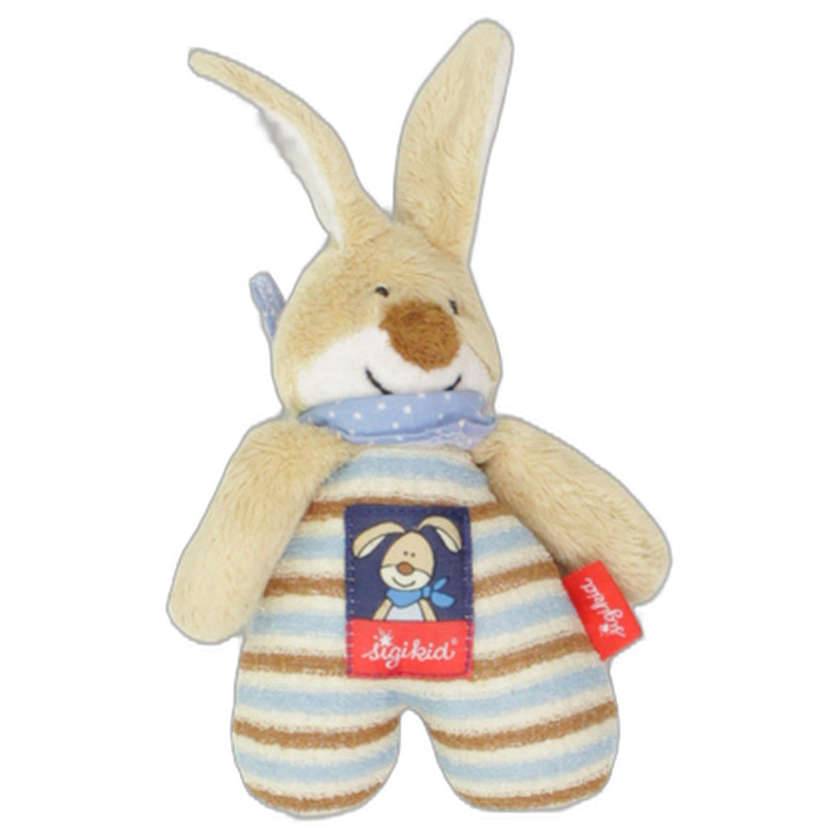 123000025672 Sigikid Beiger Hase mit Streifen und Halstuch Spielfigur mit Rassel Kumpel Leo 15cm Baby & Kleinkind Beige