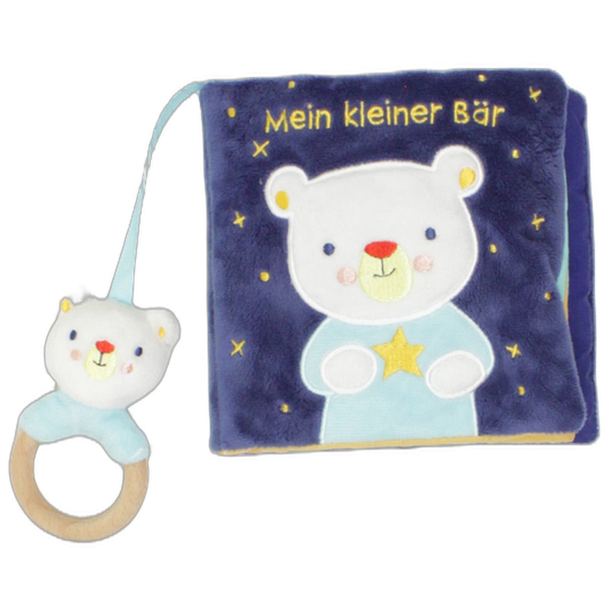 123000025694 Arena Verlag Mein kleiner Bär mit Rassel Stoffbuch Kumpel Leo 15cm Blau Bär