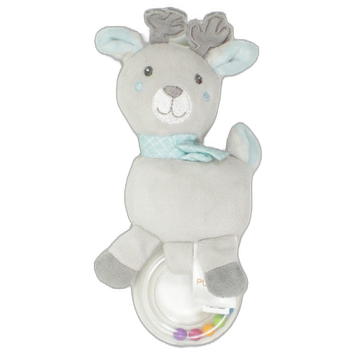 123000025762 PUSBLU Graues Rentier mit bunten Perlen Greifling mit Rassel Kumpel Leo 18cm Baby & Kleinkind Blau