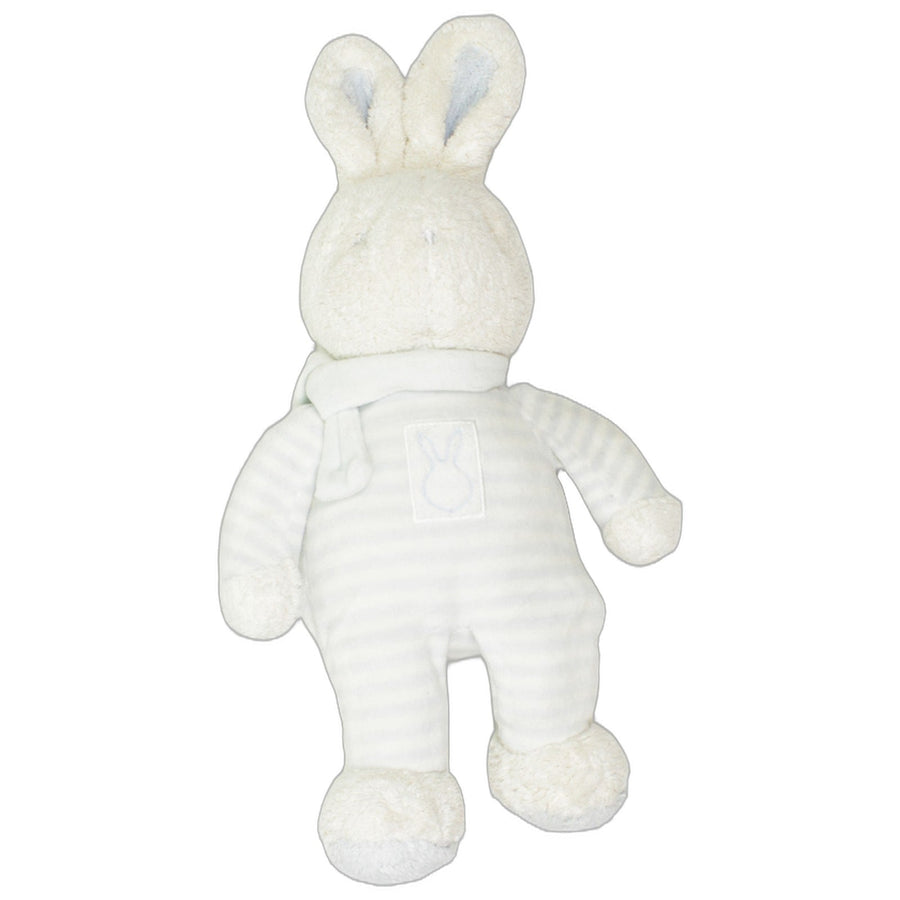 Weißer Hase, blau-weiß gestreift
