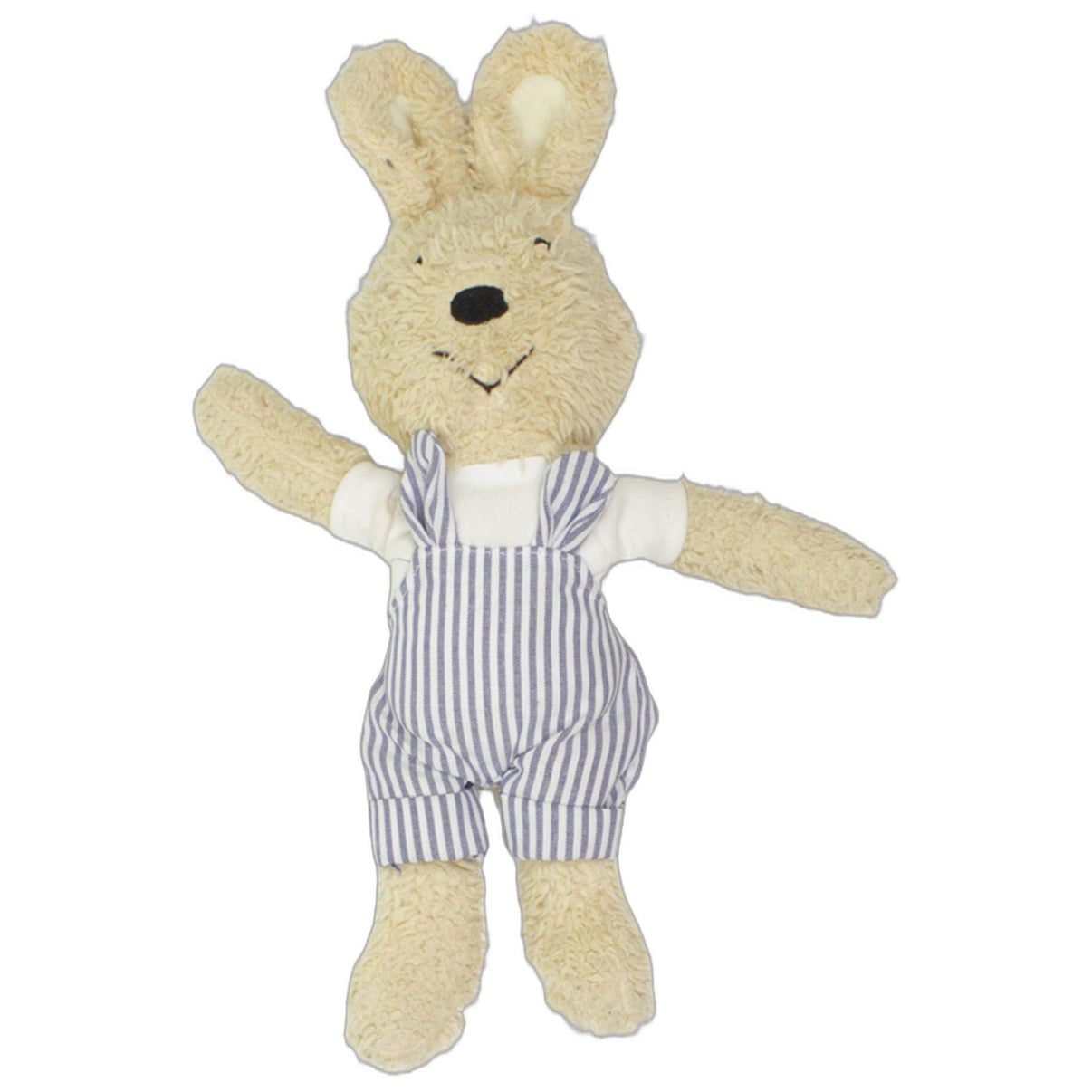 123000025795 Design + Kompetenz Beiger Zottelhase mit gestreifter Latzhose Kuscheltier Kumpel Leo 30cm Beige Blau