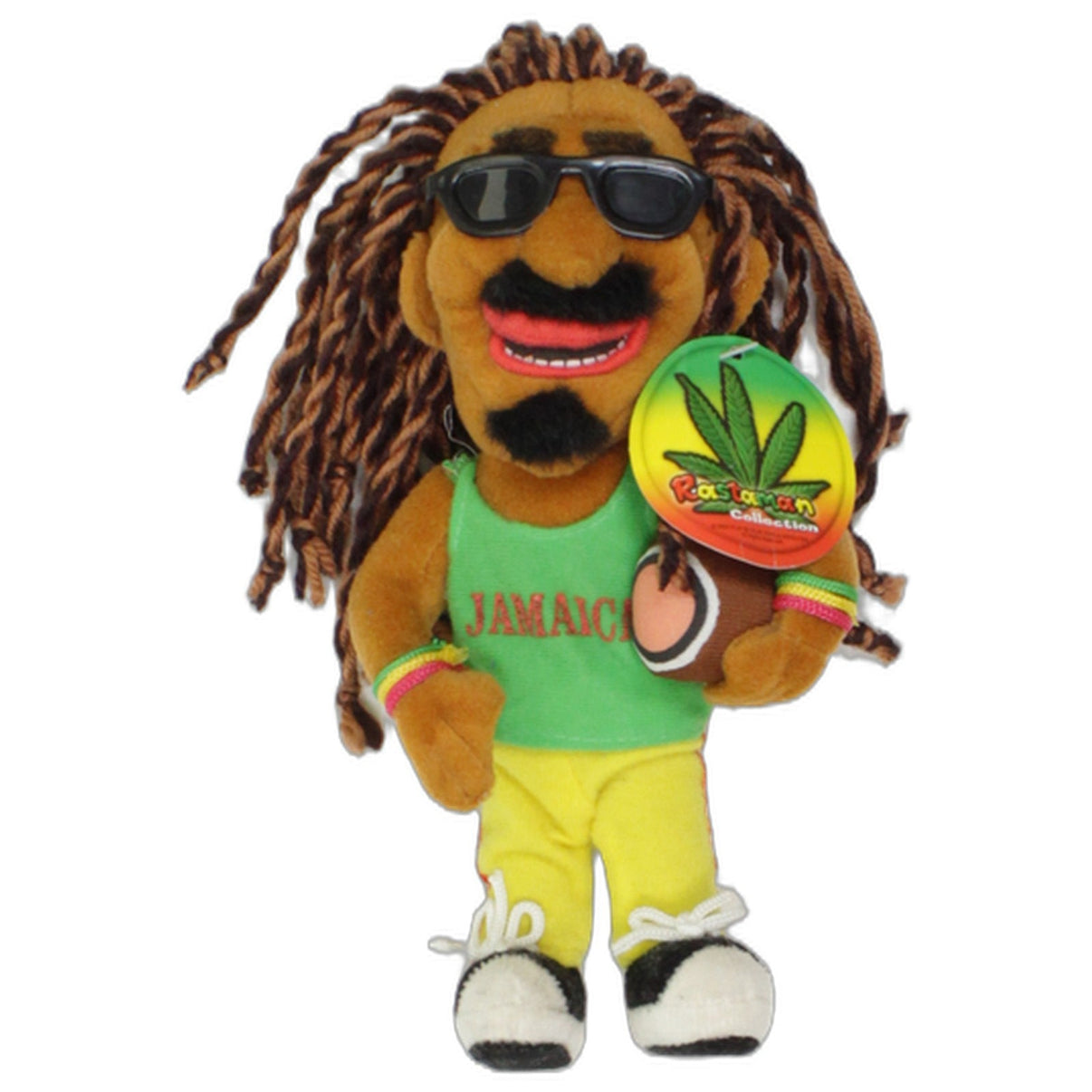 123000025799 Play by Play Rastaman Collection, Brauner Rastaman mit Sonnenbrille Plüschfigur Kumpel Leo 2004 24cm _Vintage_