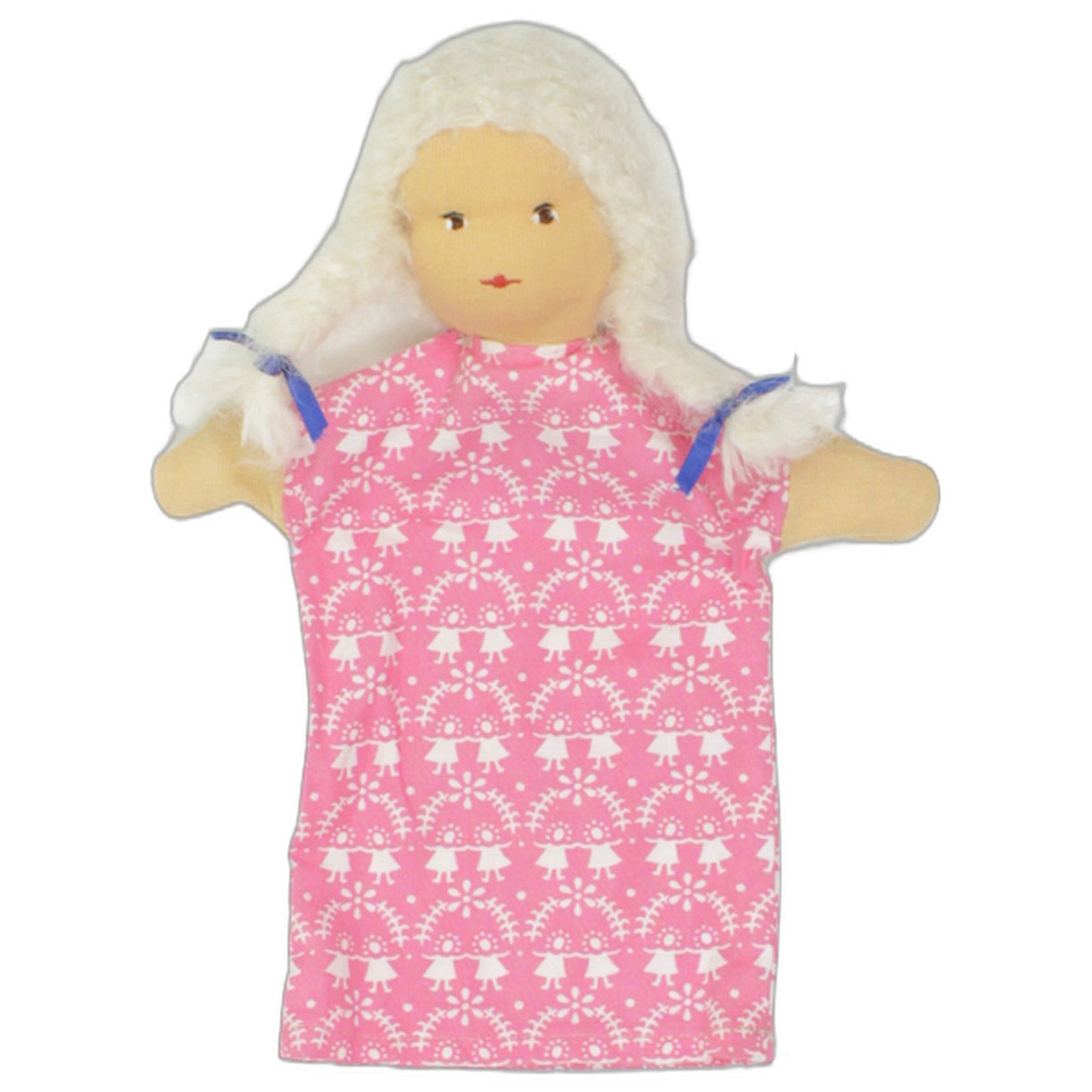 123000025841 Unbekannt Mädchen mit weißen Zöpfen und rosa Kleid Handpuppe Kumpel Leo 27cm Beige ebay-stofftiere