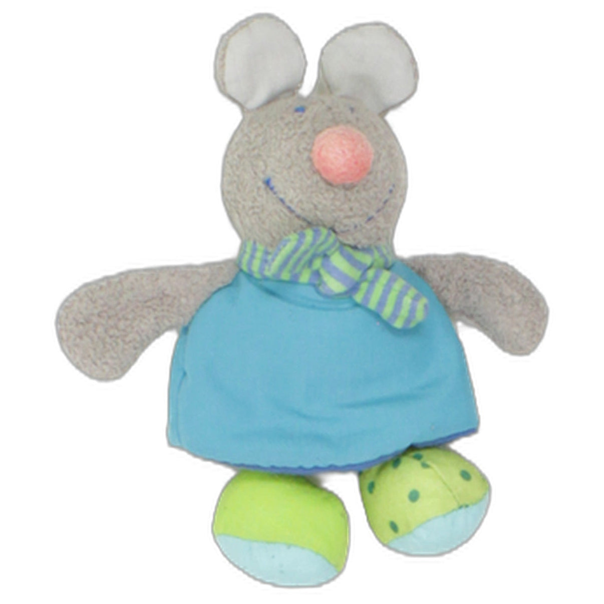 123000025919 HABA Graue Maus mit blauem Kleid Kuscheltier Kumpel Leo 15cm Blau ebay-stofftiere