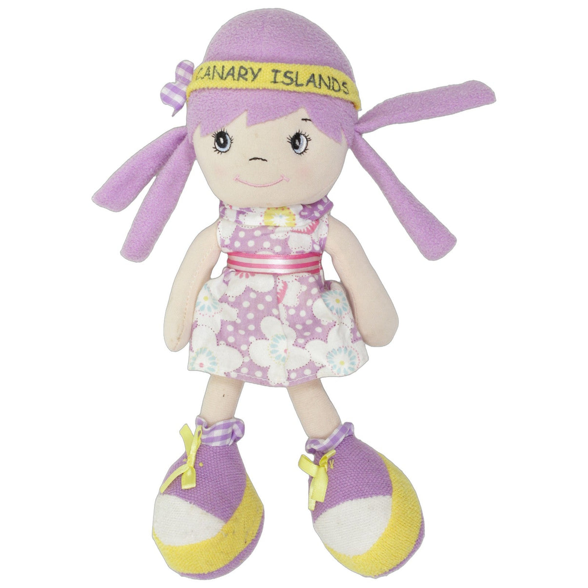 123000026044 Munecas Arias e Hijos Canary Islands, Schlenker-Puppe mit Blumenkleid Stoffpuppe Kumpel Leo 31cm ebay-stofftiere Gebraucht