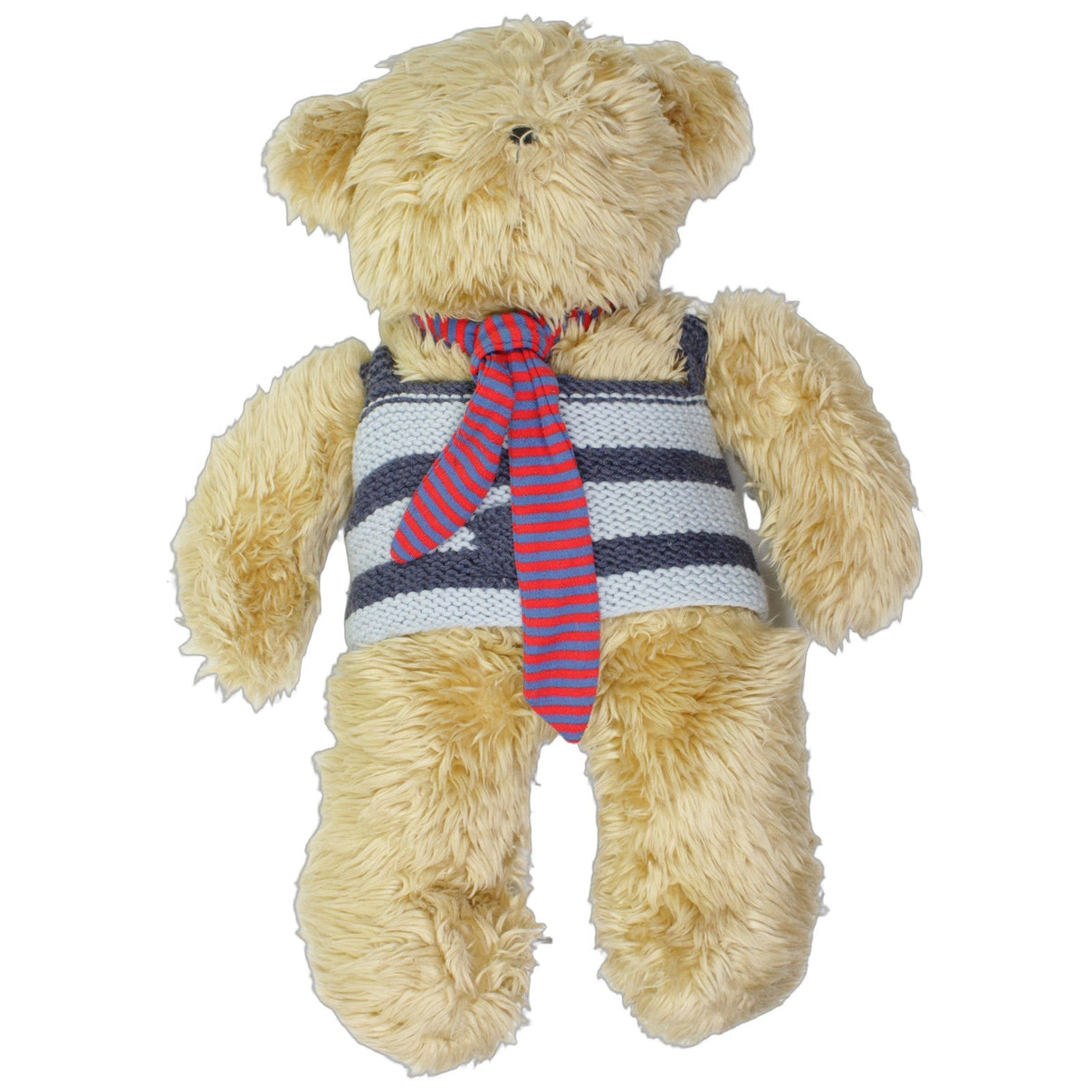 123000026062 Habitat XL hellbrauner Zottel-Bär mit Strick-Oberteil Kuscheltier Kumpel Leo 55cm Beige Blau