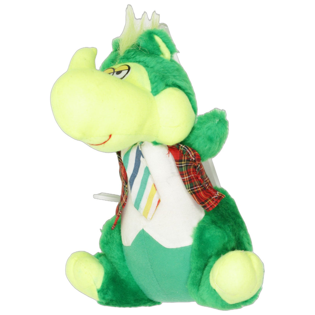 123000026072 Zimmermann Grüner Dinosaurier mit Krawatte und karierter Weste Kuscheltier Kumpel Leo 24cm _Vintage_ Dinosaurier