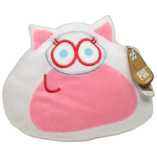 Pou, weiße Katze mit rosa Bauch