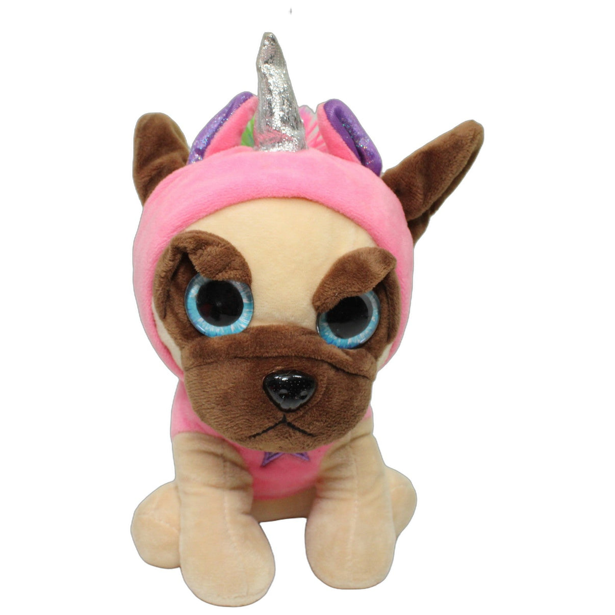 123000026122 Dino Toys PAWS, süßer Mops in Einhorn Kostüm Kuscheltier Kumpel Leo 25cm Beige Braun