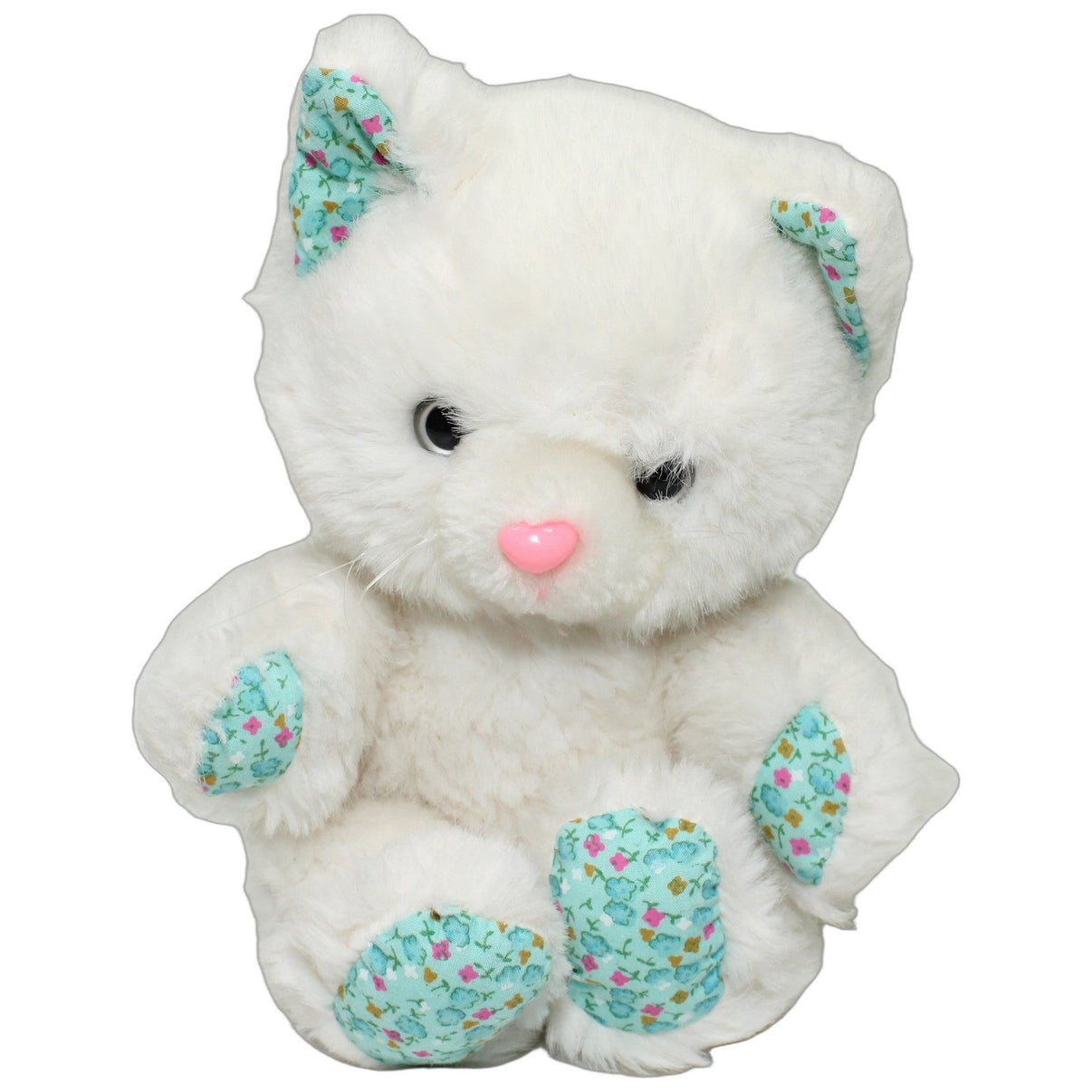 123000026169 Unbekannt Weiße Katze mit Blüten-Muster Kuscheltier Kumpel Leo 20cm Blau ebay-stofftiere