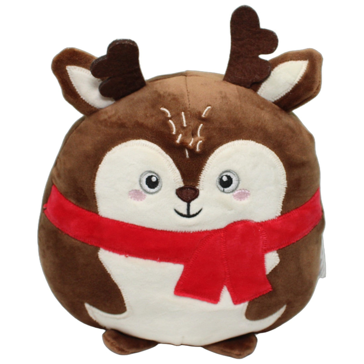 123000026292 Beeztees Rundes braunes Rentier mit rotem Schal Kuscheltier Kumpel Leo 21cm Beige Braun