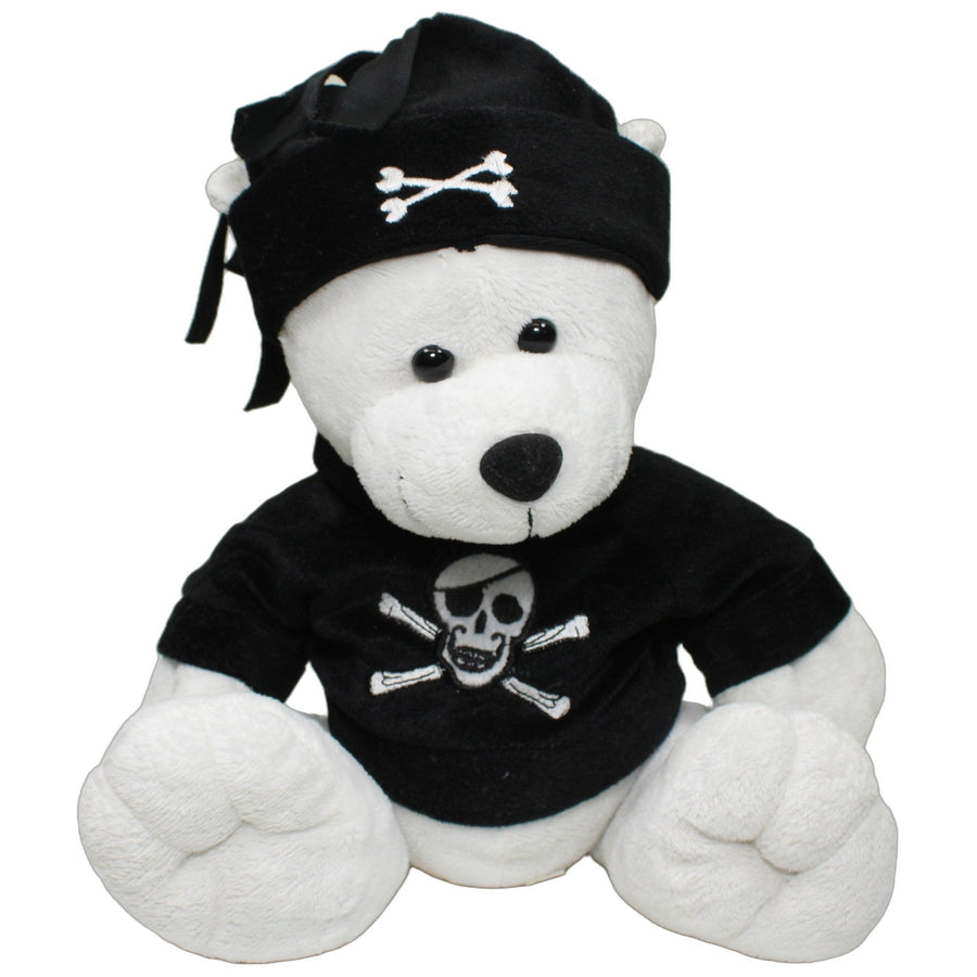 Weißer Teddy im Piraten-Look, sitzend