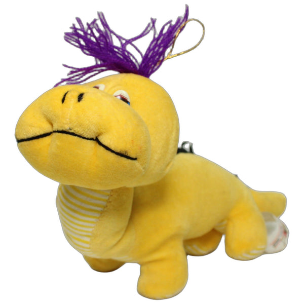 Gelber Dinosaurier mit lila Haaren