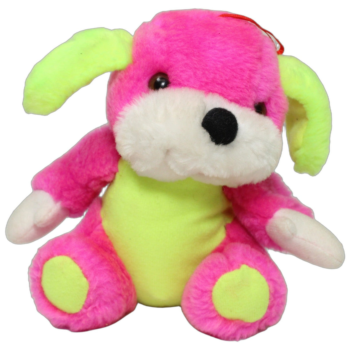 123000026475 Paul Hamburg Süßer Pink-Neon Hund, sitzend Kuscheltier Kumpel Leo 16cm _Vintage_ ebay-stofftiere