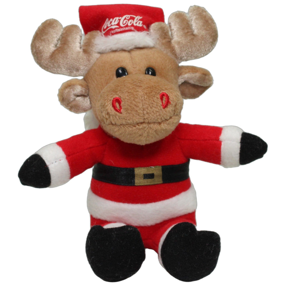 123000026482 CP & Friends Creative Promotions Coca Cola, Elch als Weihnachtsmann Kuscheltier Kumpel Leo 14cm Beige ebay-stofftiere