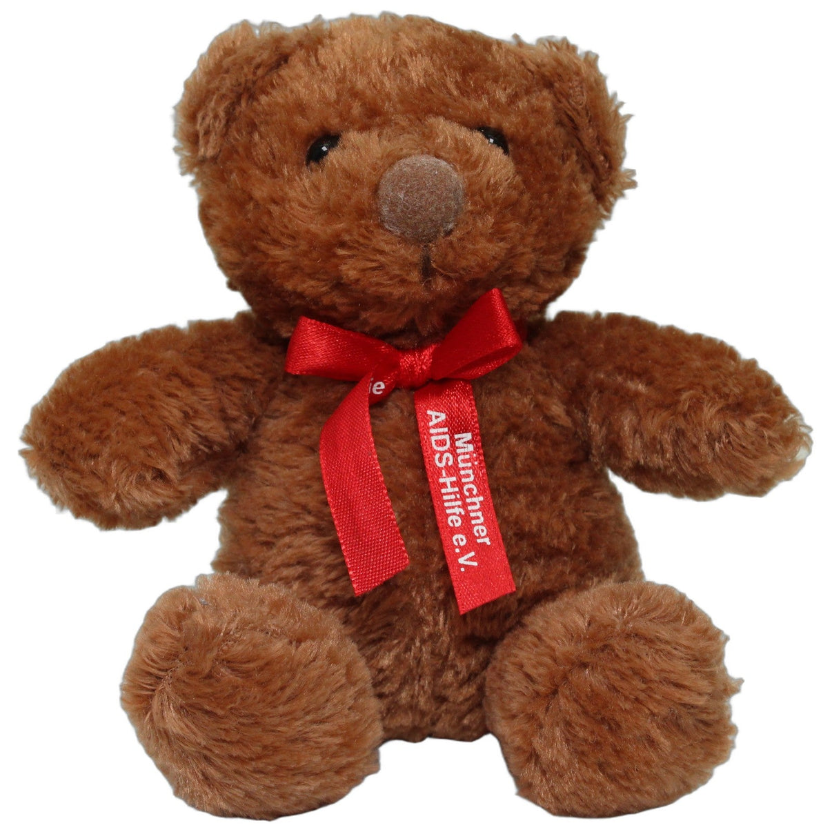 123000026516 Heunec Dunkelbrauner Teddy "Münchner AIDS-Hilfe 2001" Kuscheltier Kumpel Leo 13cm 2001 _Vintage_