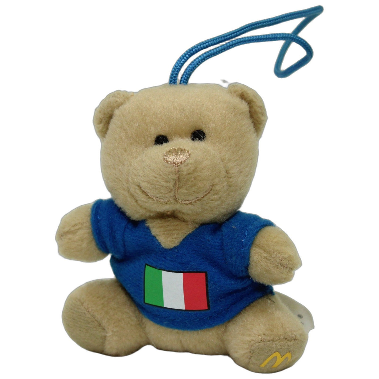 123000026558 McDonald's Happy Meal, Teddybär mit Italien-Flagge Kuscheltier Kumpel Leo 8cm Beige Blau