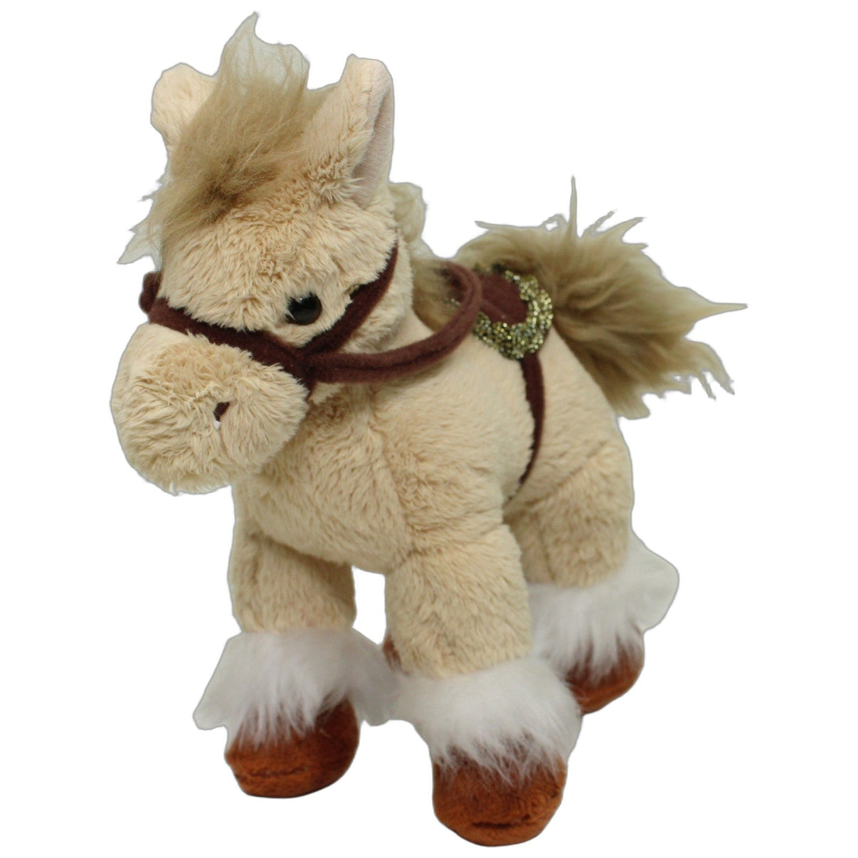 123000026575 Morgenroth Süßes Pferd mit braunem Sattel, stehend Kuscheltier Kumpel Leo 20cm Beige Braun
