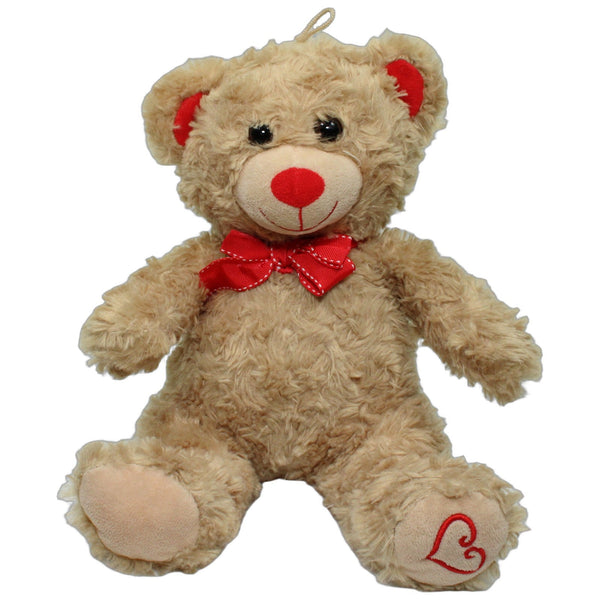 Hellbrauner Teddy mit roter Schleife, groß