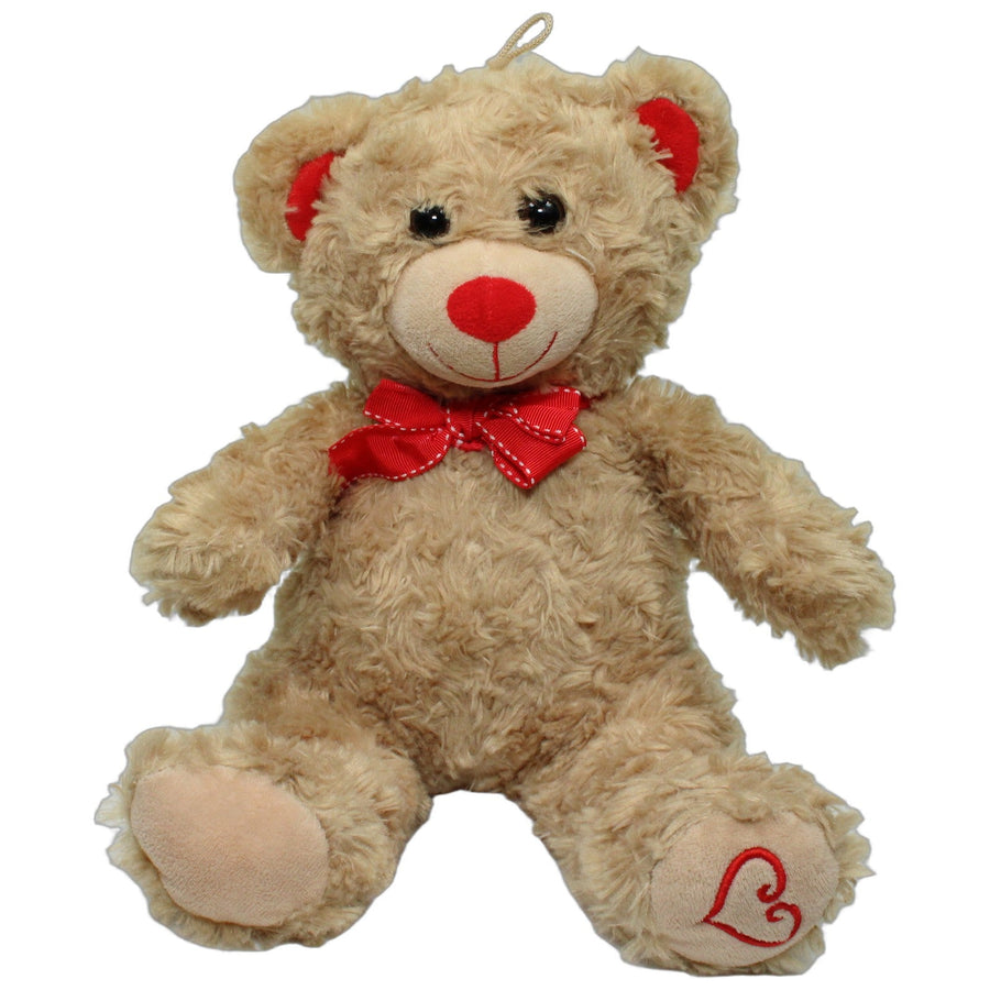 Hellbrauner Teddy mit roter Schleife, groß
