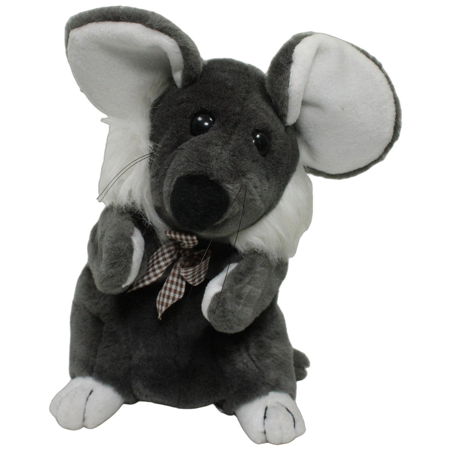 Graue Maus mit karierter Schleife