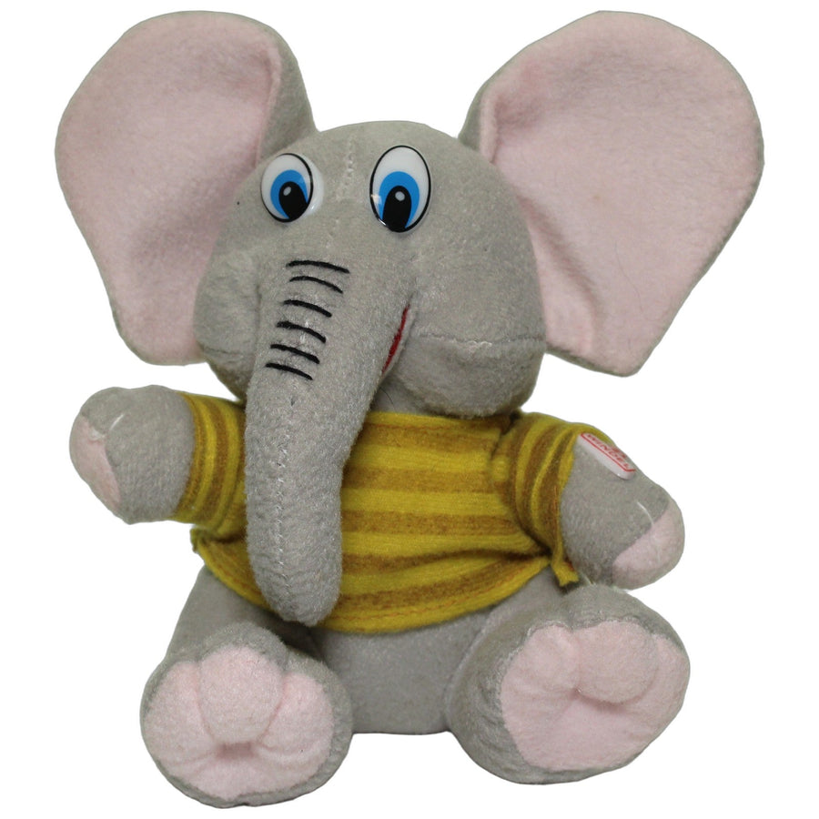 Elefant mit gestreiften Pulli, sitzend