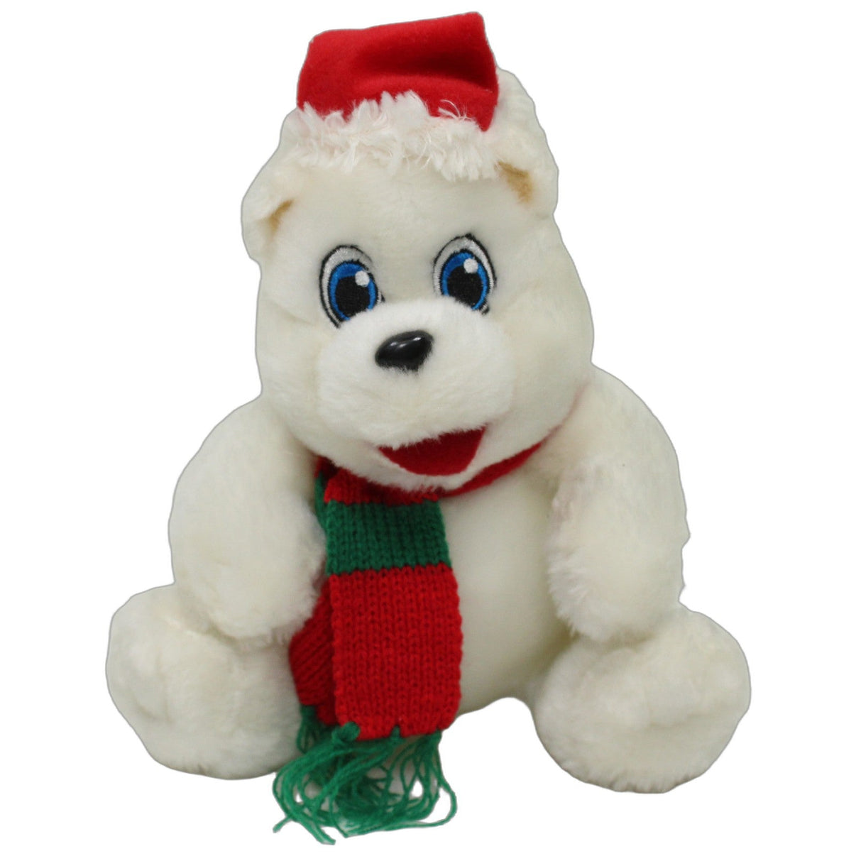 123000026733 Ferrero Eisbär mit Weihnachtsmütze und Schal, sitzend Kuscheltier Kumpel Leo 20cm ebay-stofftiere Eisbär