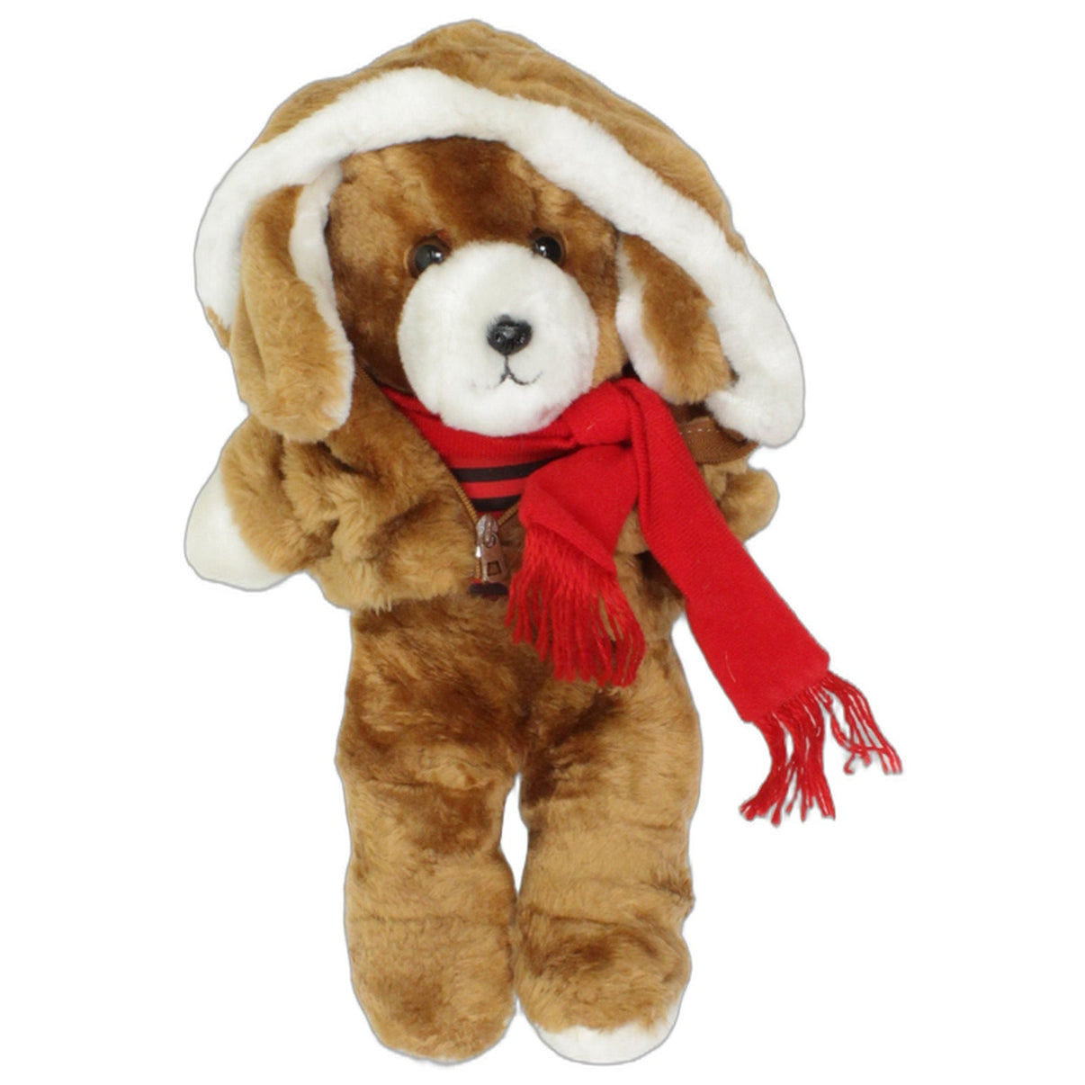 123000026842 Unbekannt Hund mit Kapuzenjacke & Schal Kuscheltier Kumpel Leo 32cm Braun ebay-20-stofftiere