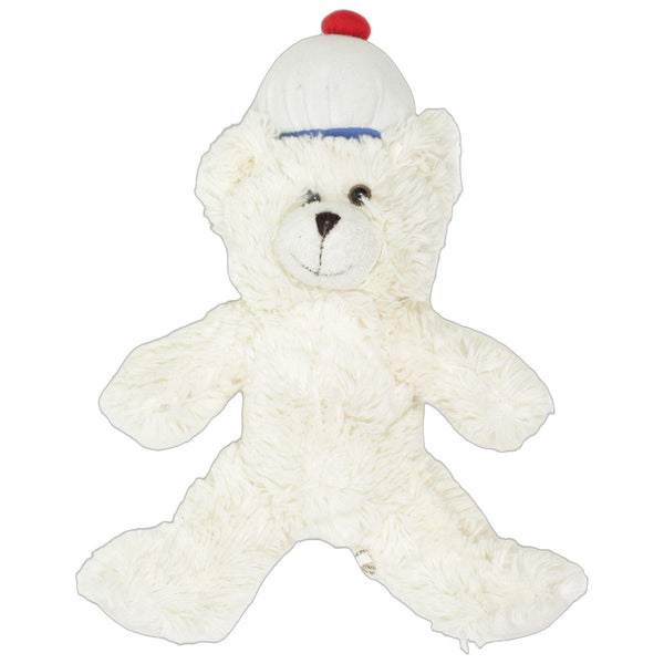 Zottel-Teddybär mit weißer Mütze