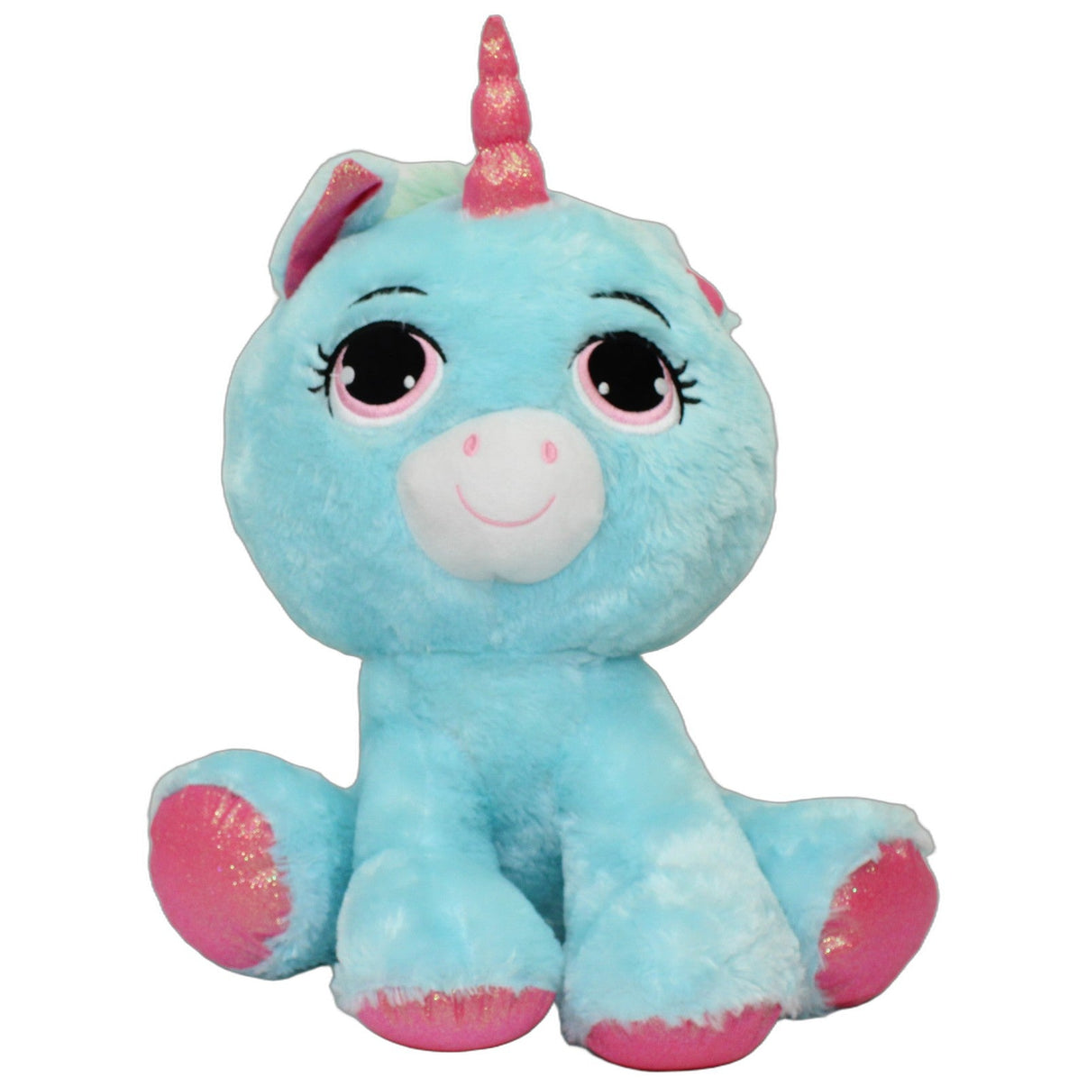 123000026980 TEDI XL türkises Einhorn mit rosa Glitzer, sitzend Kuscheltier Kumpel Leo 44cm Blau ebay-20-stofftiere