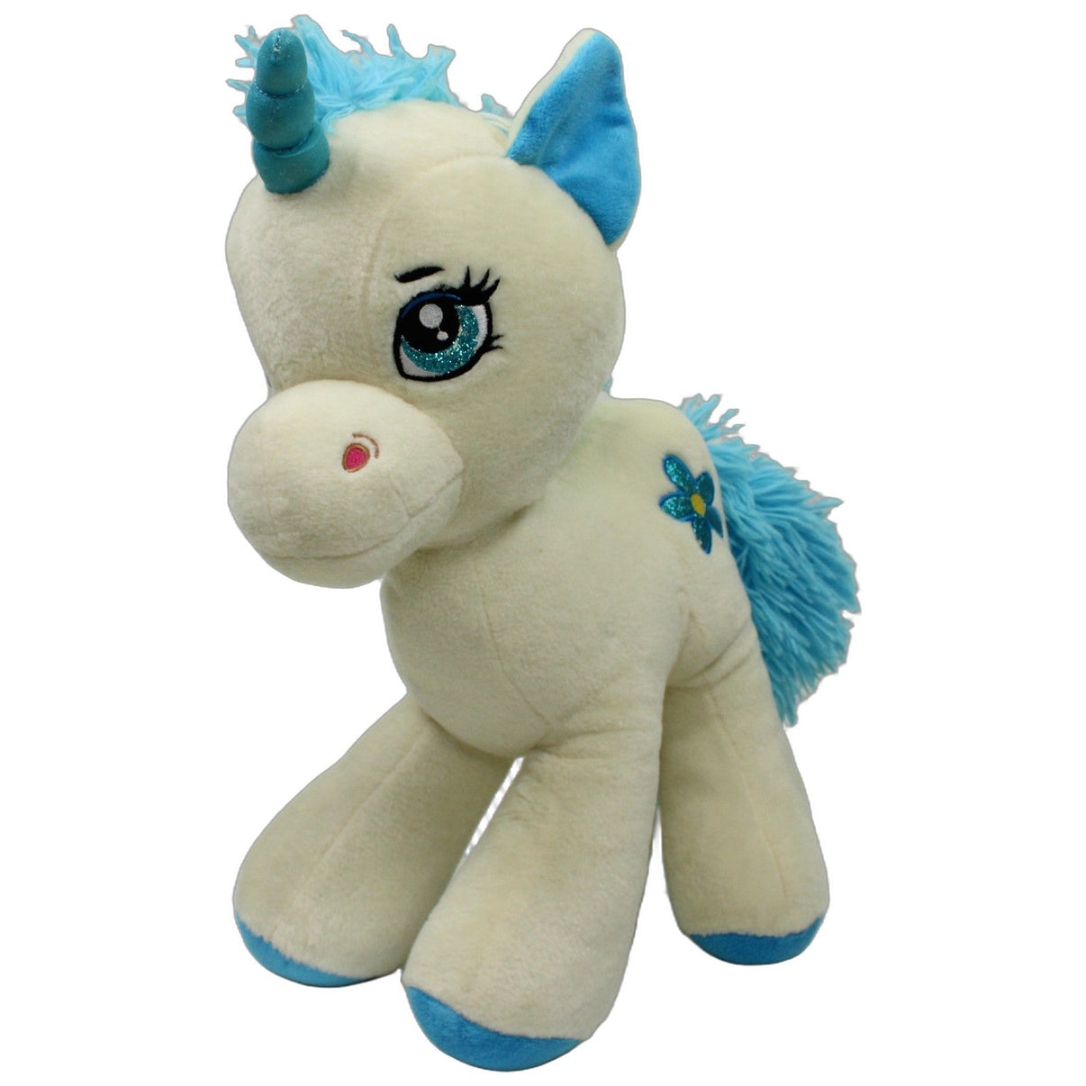 123000026997 Unbekannt XL Einhorn mit blauer Blume, beige Kuscheltier Kumpel Leo 40cm Beige Blau