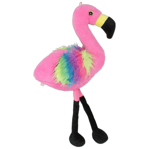 Pinker Flamingo mit bunten Flügeln, groß