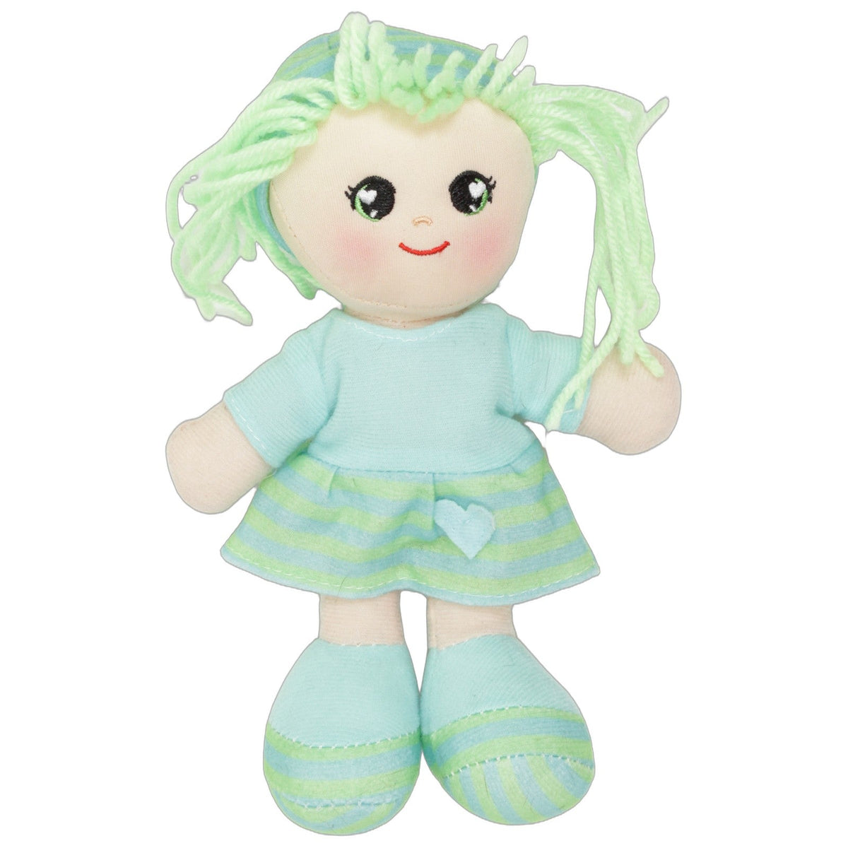 123000027299 Happy People Süßes Püppchen mit grünen Haaren Plüschfigur Kumpel Leo 20cm Beige Blau