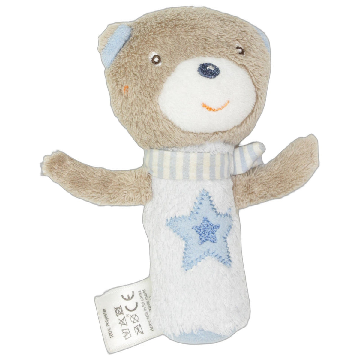 123000027335 PUSBLU Bär mit blauem Stern Greifling mit Quietscher Kumpel Leo 15cm _Wieder Da_ Baby & Kleinkind