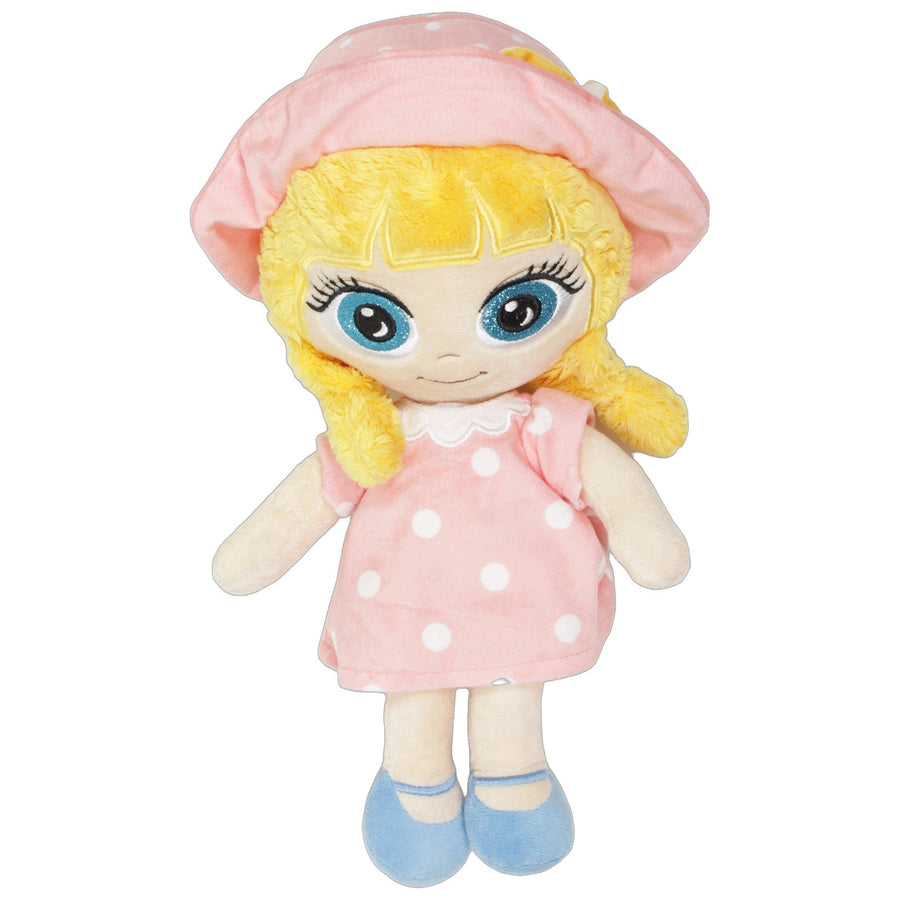 Große blonde Puppe mit rosa Hut